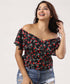 Off-Shoulder Frilled Printed Casual Top